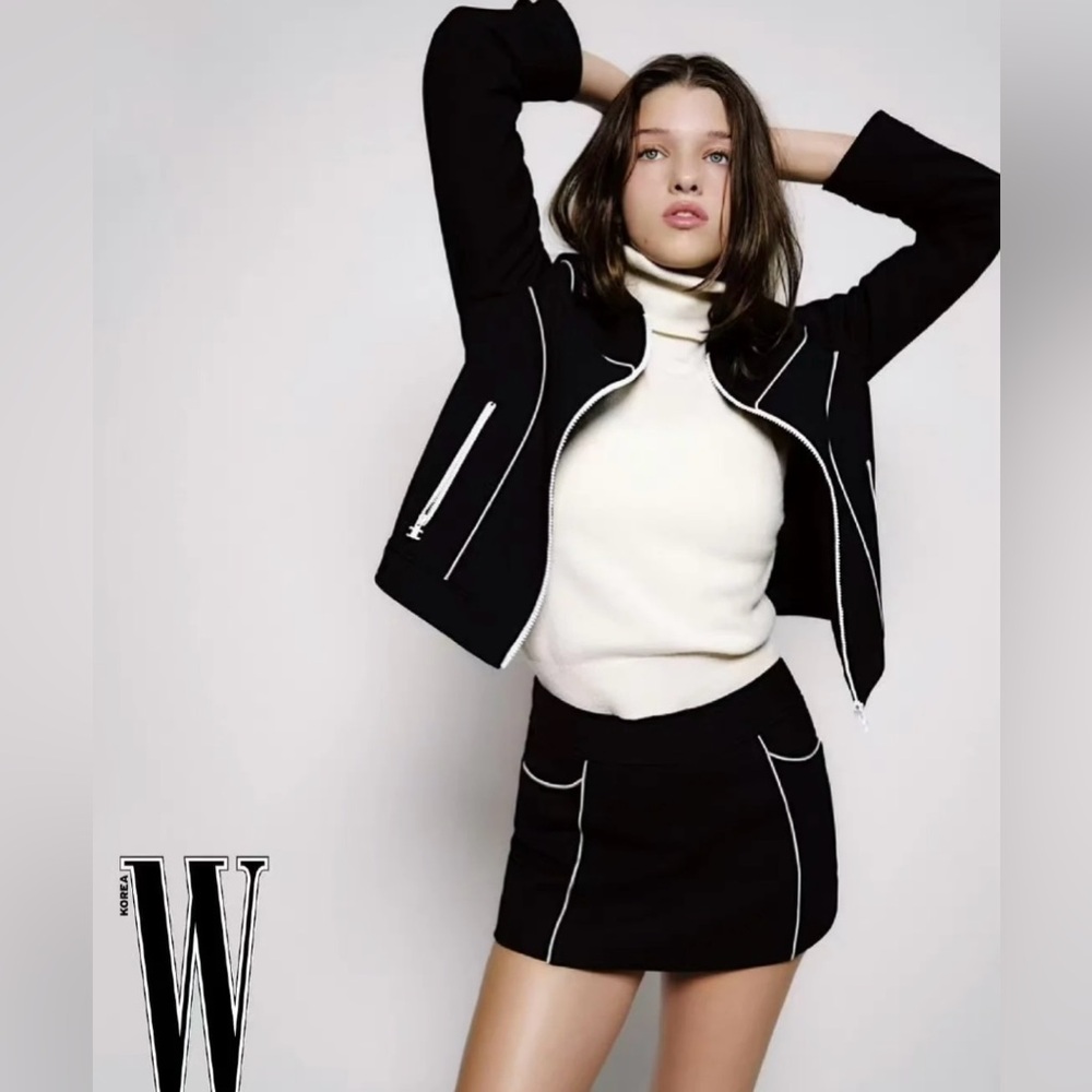 Celine Navy and White Skirt In Gauffered Wool
